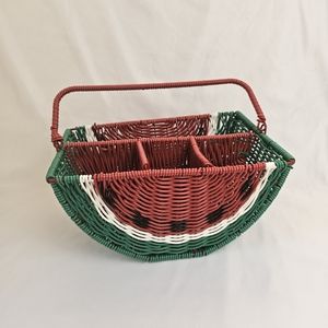 C&C California Watermelon Wicker Basket Utensils Caddy Resin Ciroa Style